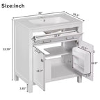 Meuble-lavabo de salle de bain 60 po avec lavabos doubles, ensemble de meuble-lavabo avec portes et tiroir à fermeture amortie