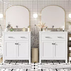 Meuble-lavabo de salle de bain 60 po avec lavabos doubles, ensemble de meuble-lavabo avec portes et tiroir à fermeture amortie