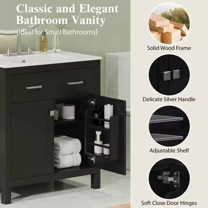Meuble-lavabo de salle de bain 60 po avec lavabos doubles, ensemble de meuble-lavabo avec portes et tiroir à fermeture amortie