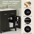 Meuble-lavabo de salle de bain 60 po avec lavabos doubles, ensemble de meuble-lavabo avec portes et tiroir à fermeture amortie