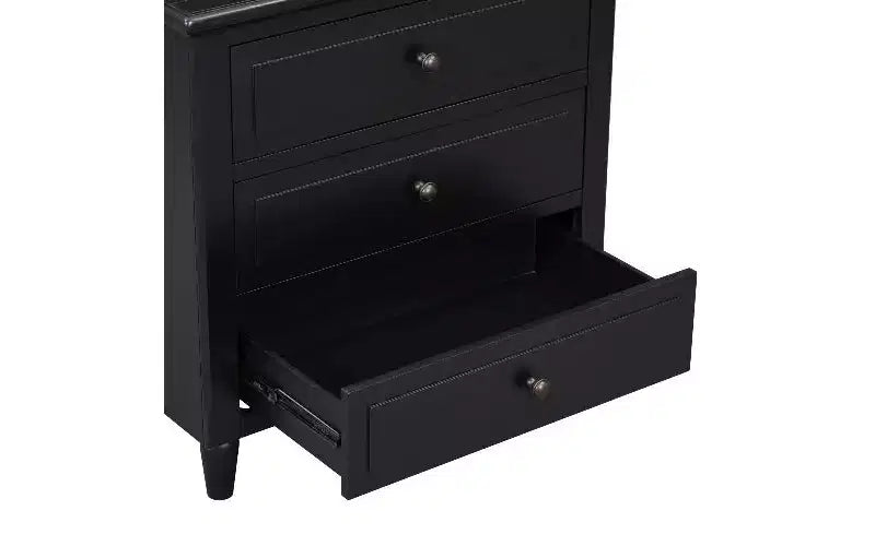 Table d'appoint de rangement à glissière TUYOHW, table de chevet moderne à 3 tiroirs avec pieds en bois d'hévéa, table d'appoint facile à assembler pour chambre à coucher et salon