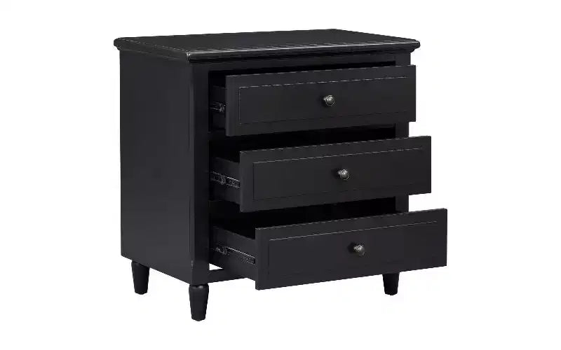 Table d'appoint de rangement à glissière TUYOHW, table de chevet moderne à 3 tiroirs avec pieds en bois d'hévéa, table d'appoint facile à assembler pour chambre à coucher et salon