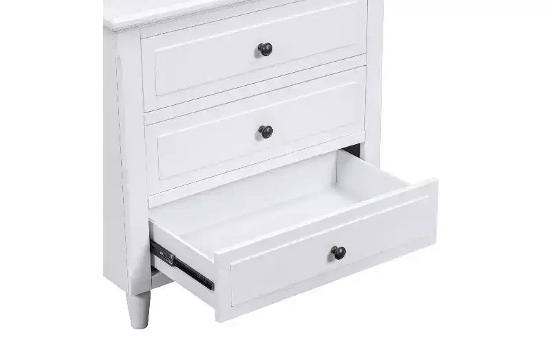 Table d'appoint de rangement à glissière TUYOHW, table de chevet moderne à 3 tiroirs avec pieds en bois d'hévéa, table d'appoint facile à assembler pour chambre à coucher et salon