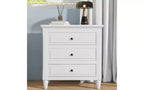 TUYOHW Smooth-Glide Storage Side Table, 3-Drawer Modern Nightstand with Rubber Wood Legs, Easy Assembly Side Table for Bedroom & Living Room