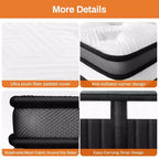 Matelas Hybride King Size 35,5 cm - Matelas King Size Mi-Ferme livré en boîte - Mousse à Mémoire de Forme Certifiée CertiPUR-US, Matelas King Size pour Soulagement de la Pression