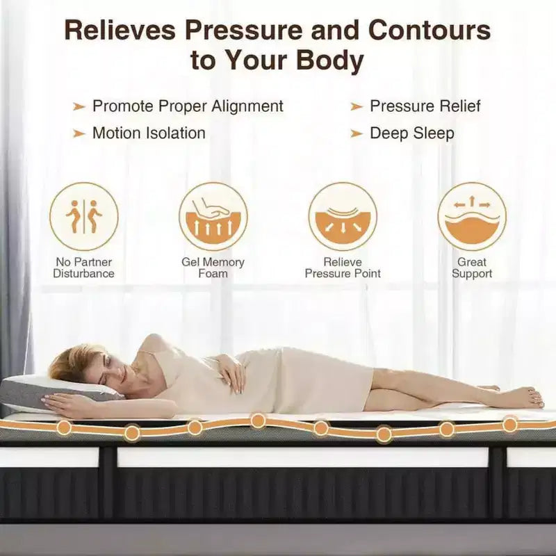 Matelas Hybride King Size 35,5 cm - Matelas King Size Mi-Ferme livré en boîte - Mousse à Mémoire de Forme Certifiée CertiPUR-US, Matelas King Size pour Soulagement de la Pression