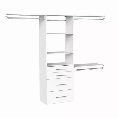 25 in. Suite Symphony Hanging Tower with 3 Top Shelves & 4 Modern Drawers Kit - ClosetMaid