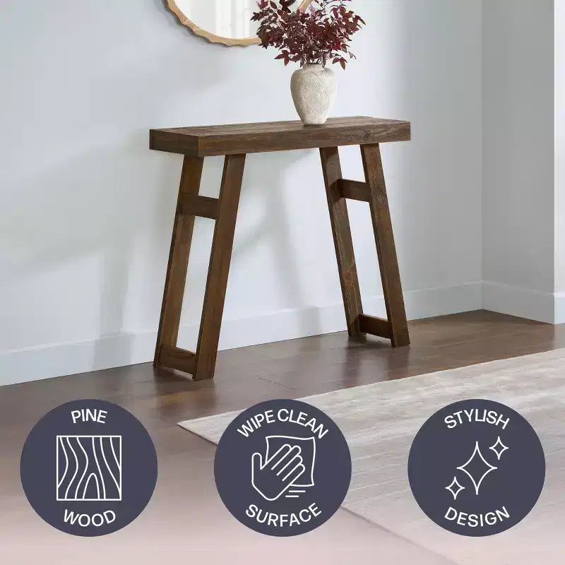 Table Console en Bois Massif Lawas Alaterre Furniture - Table d'entrée de Style Ferme Moderne de 36 Pouces