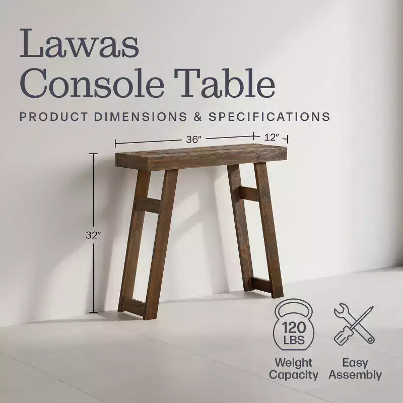 Table Console en Bois Massif Lawas Alaterre Furniture - Table d'entrée de Style Ferme Moderne de 36 Pouces