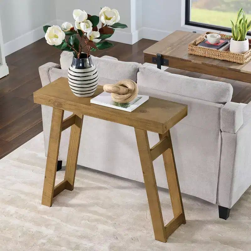 Table Console en Bois Massif Lawas Alaterre Furniture - Table d'entrée de Style Ferme Moderne de 36 Pouces