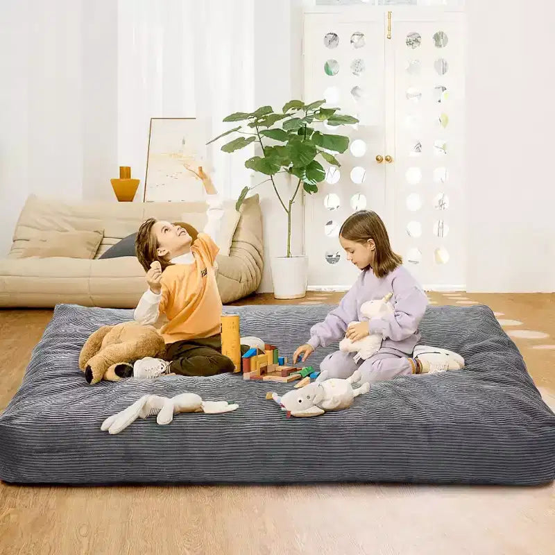 Pouf convertible adulte avec housse en velours côtelé lavable, lit de pouf surdimensionné