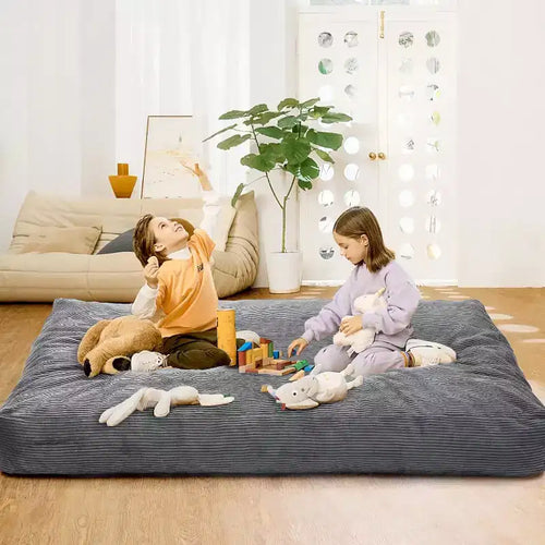 Pouf convertible adulte avec housse en velours côtelé lavable, lit de pouf surdimensionné