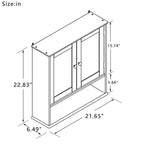 Armoire à pharmacie murale avec portes à double miroir, étagères réglables et étagère ouverte en bois blanc, 17,69 pouces, parfaite pour la salle de bain ou la cuisine.