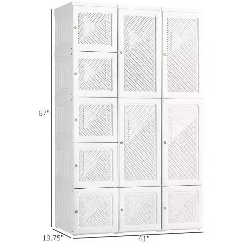 Armoire portative en tissu, organisateur de rangement de vêtements pliable avec 8 compartiments cubiques, 2 tringles de suspension, 11 portes magnétiques