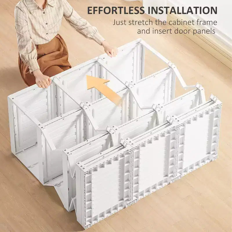 Armoire portative en tissu, organisateur de rangement de vêtements pliable avec 8 compartiments cubiques, 2 tringles de suspension, 11 portes magnétiques