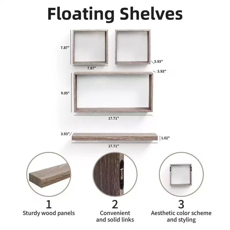 Étagère flottante en érable de 17,7 po, support mural invisible, parfaite pour la décoration de salle de bain/chambre/cuisine ou pour exposer des livres/plantes, facile à installer.