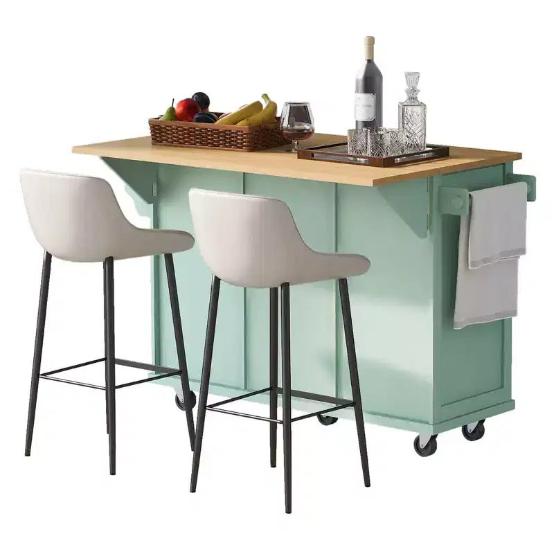 TUYOHW Îlot de Cuisine Roulant 135 cm avec Abattant, Armoire de Rangement et 3 Tiroirs