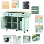 TUYOHW Îlot de Cuisine Roulant 135 cm avec Abattant, Armoire de Rangement et 3 Tiroirs