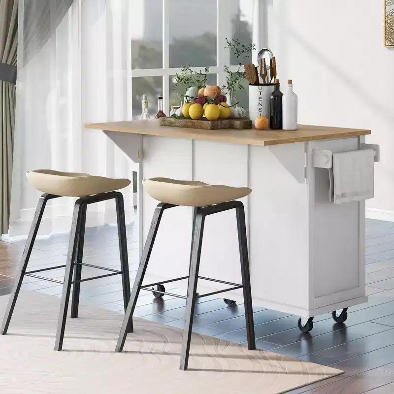 TUYOHW Îlot de Cuisine Roulant 135 cm avec Abattant, Armoire de Rangement et 3 Tiroirs