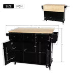 TUYOHW Îlot de Cuisine Roulant 135 cm avec Abattant, Armoire de Rangement et 3 Tiroirs