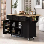 TUYOHW Îlot de Cuisine Roulant 135 cm avec Abattant, Armoire de Rangement et 3 Tiroirs