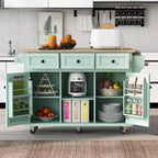 TUYOHW 53.1Inch Rolling Kitchen Island with Drop Leaf,Storage Cabinet and 3 Drawers