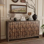 TUYOHW Armoire d'appoint en bois, Buffet à motif hexagonal avec étagères réglables, Desserte de rangement pour salon, entrée, cuisine, salle à manger