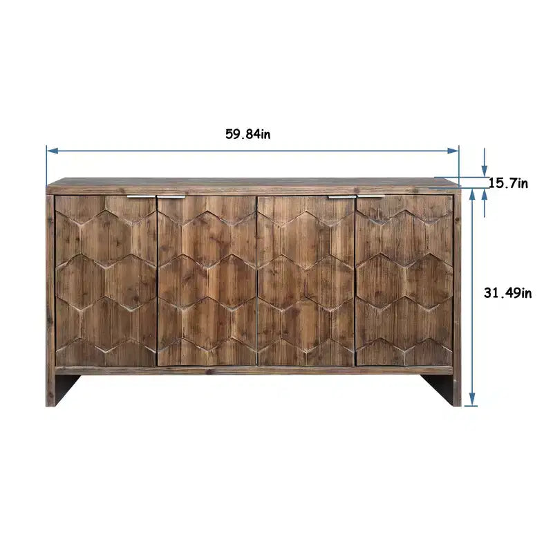 TUYOHW Armoire d'appoint en bois, Buffet à motif hexagonal avec étagères réglables, Desserte de rangement pour salon, entrée, cuisine, salle à manger