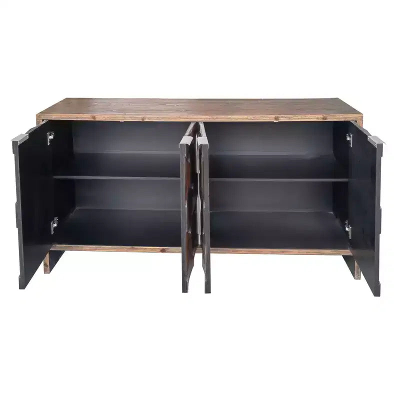 TUYOHW Armoire d'appoint en bois, Buffet à motif hexagonal avec étagères réglables, Desserte de rangement pour salon, entrée, cuisine, salle à manger