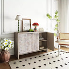 TUYOHW Armoire d'appoint en bois, Buffet à motif hexagonal avec étagères réglables, Desserte de rangement pour salon, entrée, cuisine, salle à manger