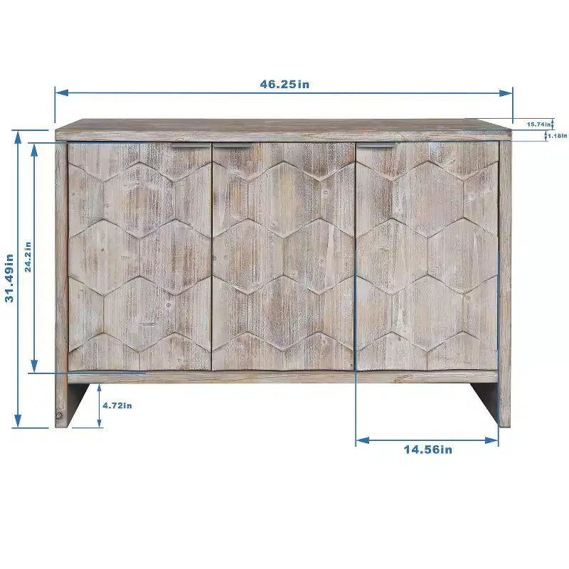 TUYOHW Armoire d'appoint en bois, Buffet à motif hexagonal avec étagères réglables, Desserte de rangement pour salon, entrée, cuisine, salle à manger