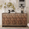 TUYOHW Armoire d'appoint en bois, Buffet à motif hexagonal avec étagères réglables, Desserte de rangement pour salon, entrée, cuisine, salle à manger