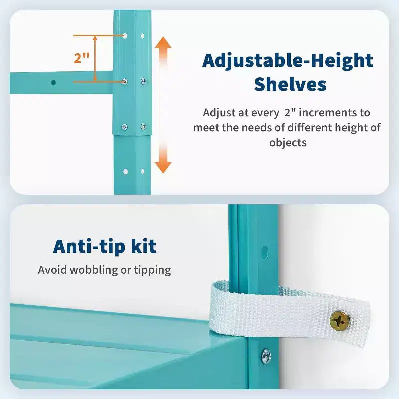 Étagère de rangement à 5 niveaux, étagères métalliques pour le stockage, étagères de garage réglables, support de rangement robuste, étagère de garde-manger, étagère de cuisine