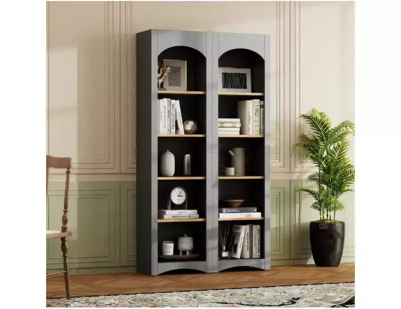 Meuble TV de ferme de 71 pouces, bibliothèque imitation bois avec étagères réglables, rangement multifonctionnel pour salon, chambre à coucher, bureau à domicile