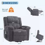 Canapé inclinable, fauteuil releveur inclinable avec chauffage et massage - Siège rembourré moelleux avec soutien dorsal et accoudoirs, conçu pour les personnes âgées et à mobilité réduite.