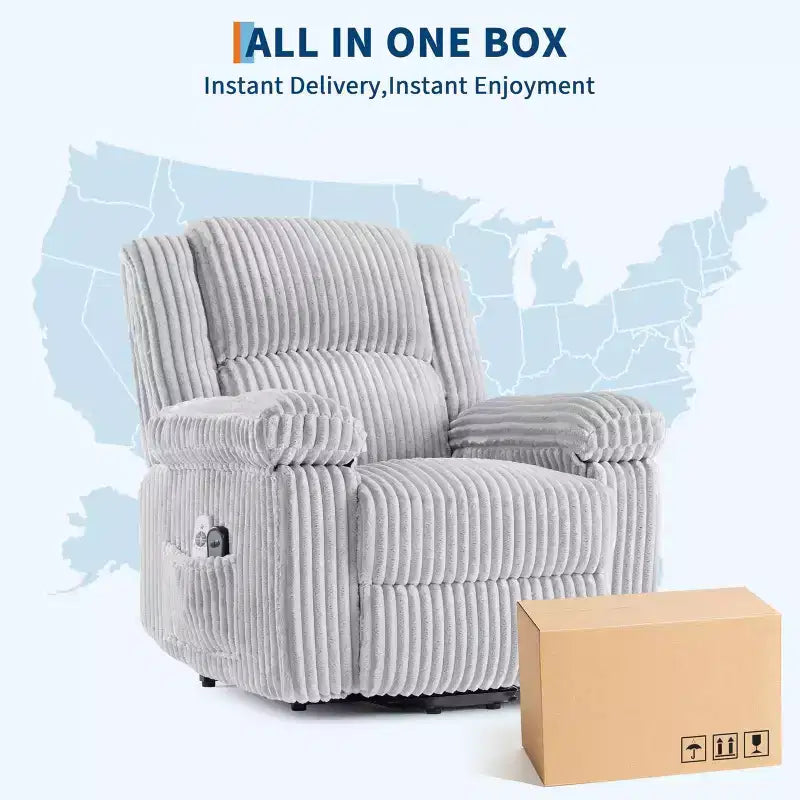 Canapé inclinable, fauteuil releveur inclinable avec chauffage et massage - Siège rembourré moelleux avec soutien dorsal et accoudoirs, conçu pour les personnes âgées et à mobilité réduite.