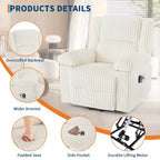 Canapé inclinable, fauteuil releveur inclinable avec chauffage et massage - Siège rembourré moelleux avec soutien dorsal et accoudoirs, conçu pour les personnes âgées et à mobilité réduite.