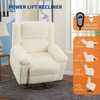 Canapé inclinable, fauteuil releveur inclinable avec chauffage et massage - Siège rembourré moelleux avec soutien dorsal et accoudoirs, conçu pour les personnes âgées et à mobilité réduite.