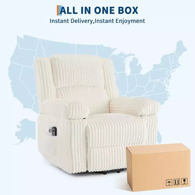 Canapé inclinable, fauteuil releveur inclinable avec chauffage et massage - Siège rembourré moelleux avec soutien dorsal et accoudoirs, conçu pour les personnes âgées et à mobilité réduite.
