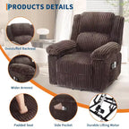 Canapé inclinable, fauteuil releveur inclinable avec chauffage et massage - Siège rembourré moelleux avec soutien dorsal et accoudoirs, conçu pour les personnes âgées et à mobilité réduite.