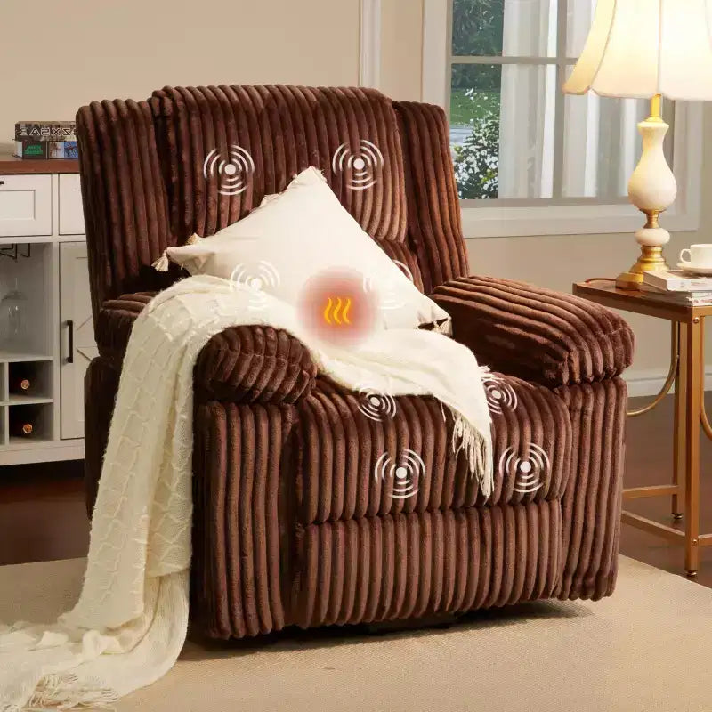 Canapé inclinable, fauteuil releveur inclinable avec chauffage et massage - Siège rembourré moelleux avec soutien dorsal et accoudoirs, conçu pour les personnes âgées et à mobilité réduite.
