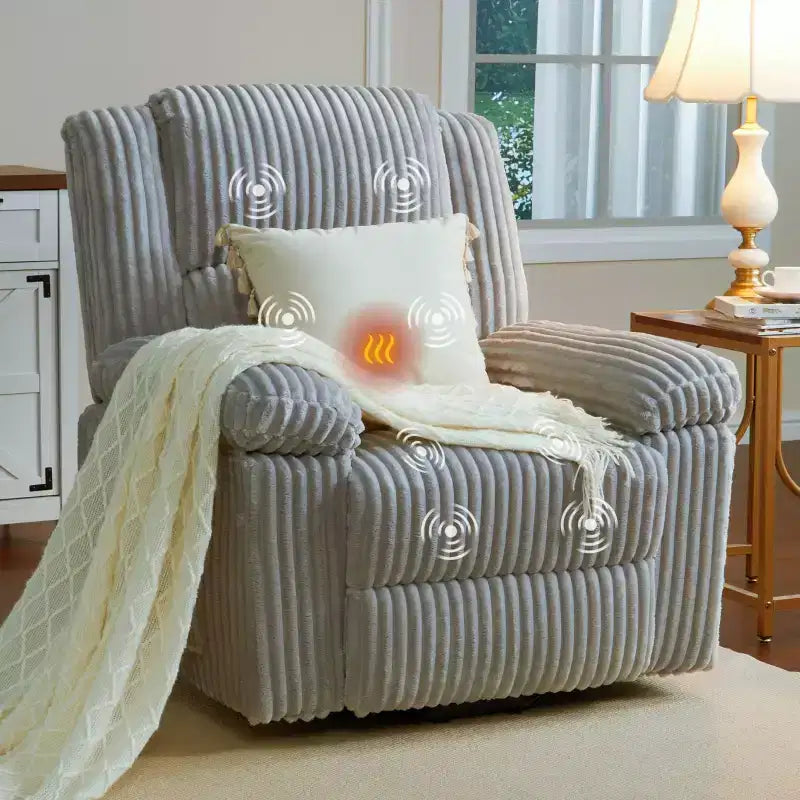 Canapé inclinable, fauteuil releveur inclinable avec chauffage et massage - Siège rembourré moelleux avec soutien dorsal et accoudoirs, conçu pour les personnes âgées et à mobilité réduite.