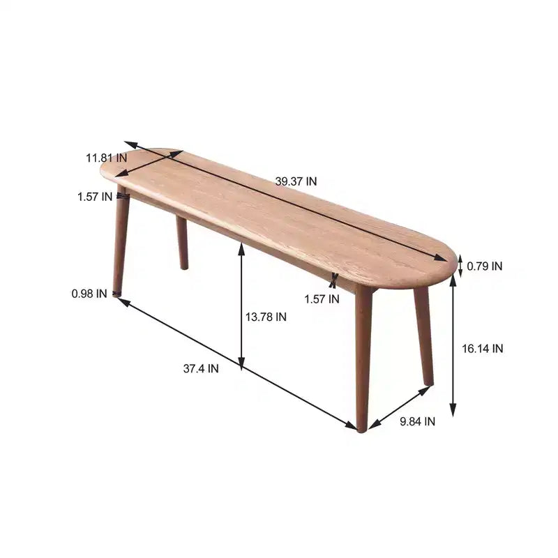 Banc ovale TUYOHW 47.2 en bois de chêne de première qualité, banc de salle à manger chic pour salle à manger et patio, long banc de salle à manger pour 2-3 personnes, capacité de 250 kg