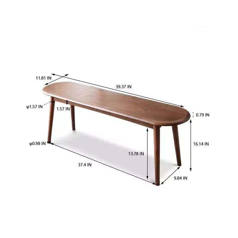 Banc ovale TUYOHW 47.2 en bois de chêne de première qualité, banc de salle à manger chic pour salle à manger et patio, long banc de salle à manger pour 2-3 personnes, capacité de 250 kg