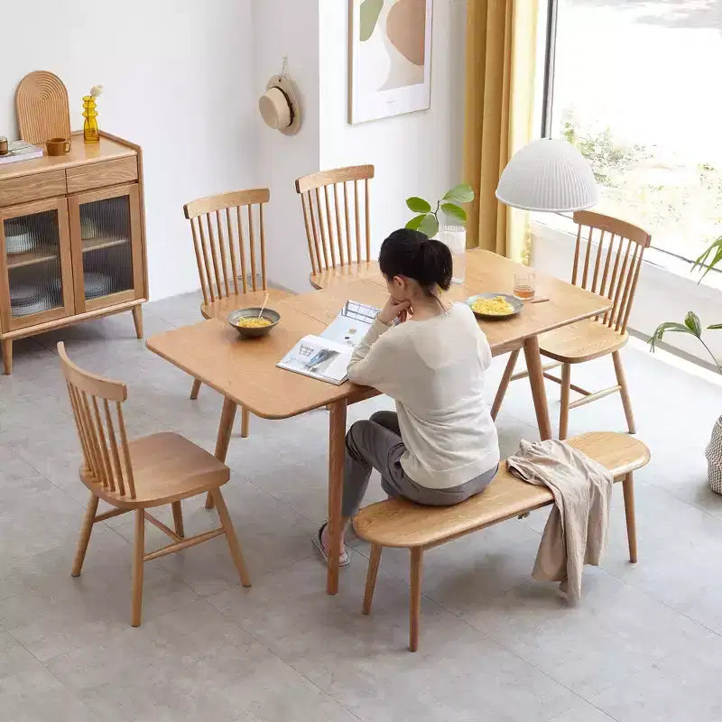 Banc ovale TUYOHW 47.2 en bois de chêne de première qualité, banc de salle à manger chic pour salle à manger et patio, long banc de salle à manger pour 2-3 personnes, capacité de 250 kg
