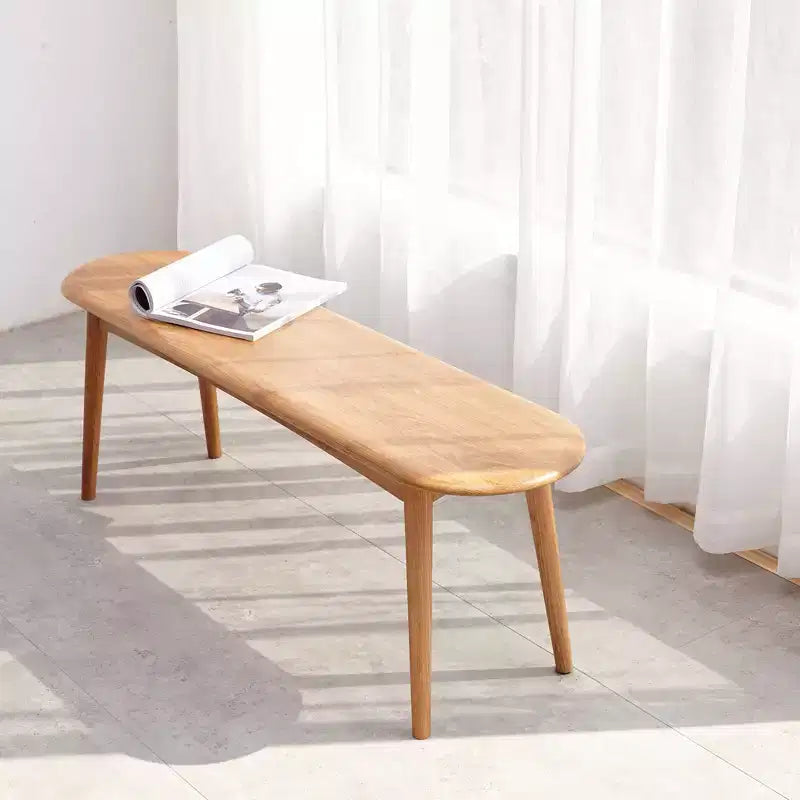 Banc ovale TUYOHW 47.2 en bois de chêne de première qualité, banc de salle à manger chic pour salle à manger et patio, long banc de salle à manger pour 2-3 personnes, capacité de 250 kg