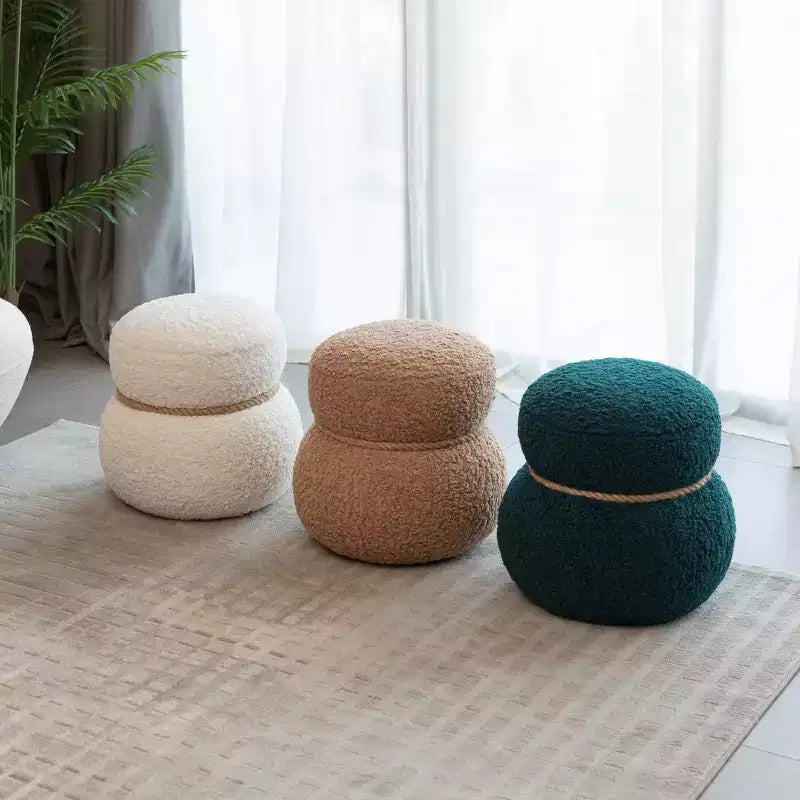 TUYOHW 17.3 Chic Bonhomme de neige Tabouret,Mignon Repose-pieds Tabouret,Ottoman d'appoint pour Salon,Repose-pieds Plissé en Brocart avec 150lbs Capacité