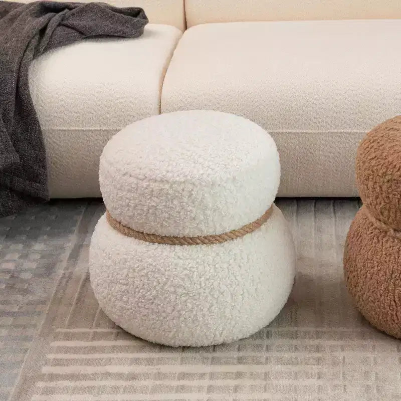 TUYOHW 17.3 Chic Bonhomme de neige Tabouret,Mignon Repose-pieds Tabouret,Ottoman d'appoint pour Salon,Repose-pieds Plissé en Brocart avec 150lbs Capacité