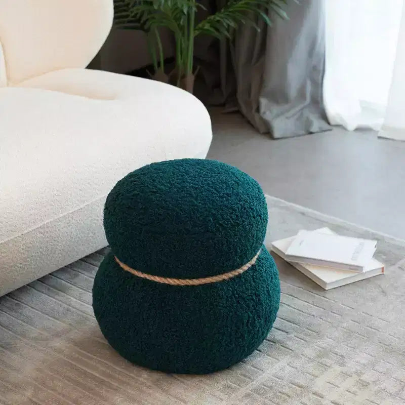 TUYOHW 17.3 Chic Bonhomme de neige Tabouret,Mignon Repose-pieds Tabouret,Ottoman d'appoint pour Salon,Repose-pieds Plissé en Brocart avec 150lbs Capacité