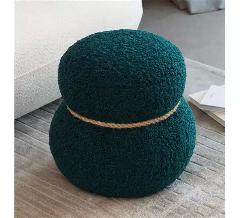 TUYOHW 17.3 Chic Bonhomme de neige Tabouret,Mignon Repose-pieds Tabouret,Ottoman d'appoint pour Salon,Repose-pieds Plissé en Brocart avec 150lbs Capacité